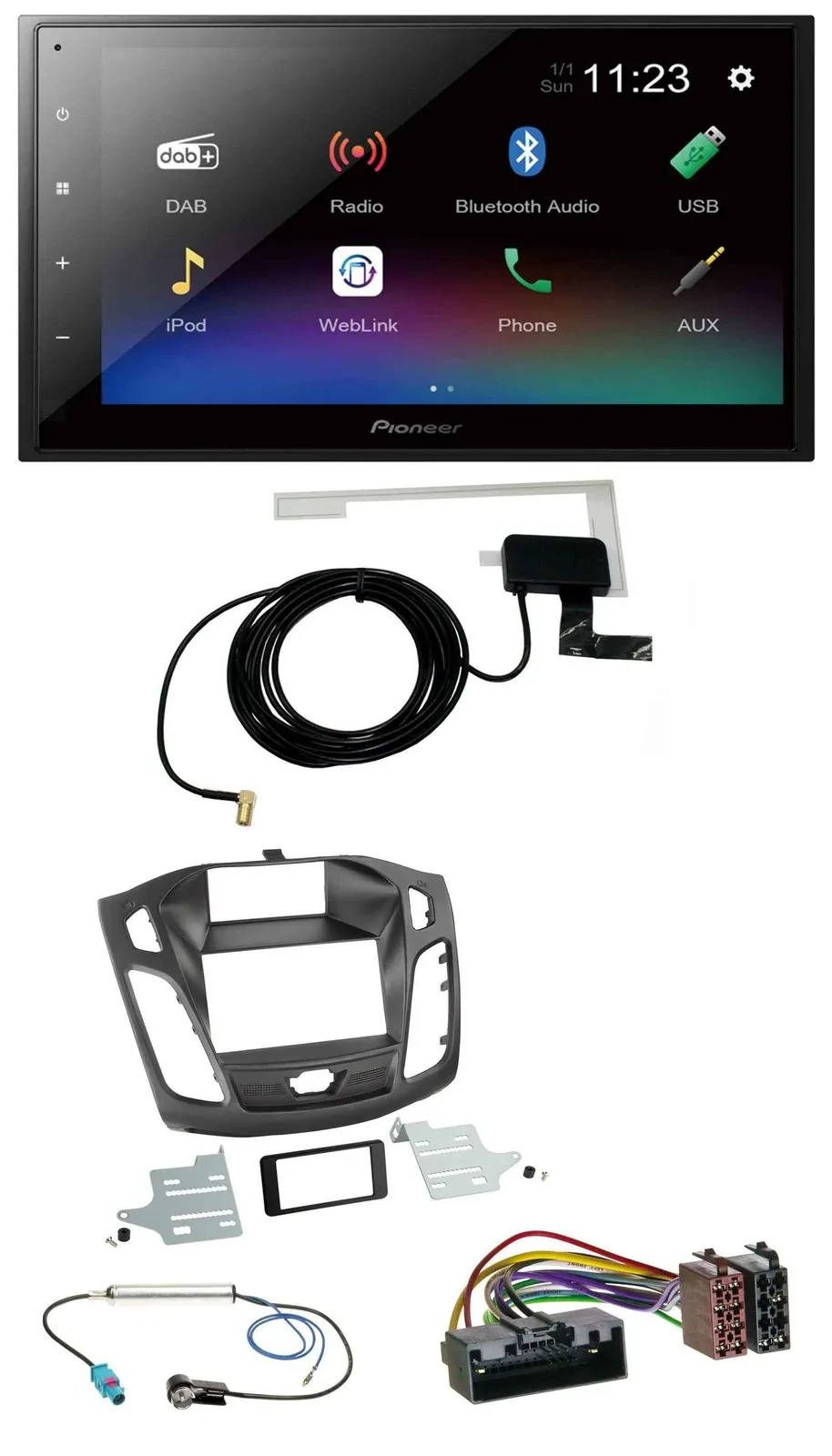 Pioneer DAB MP3 Bluetooth 2DIN USB Autoradio für Ford Focus (2011-2014)