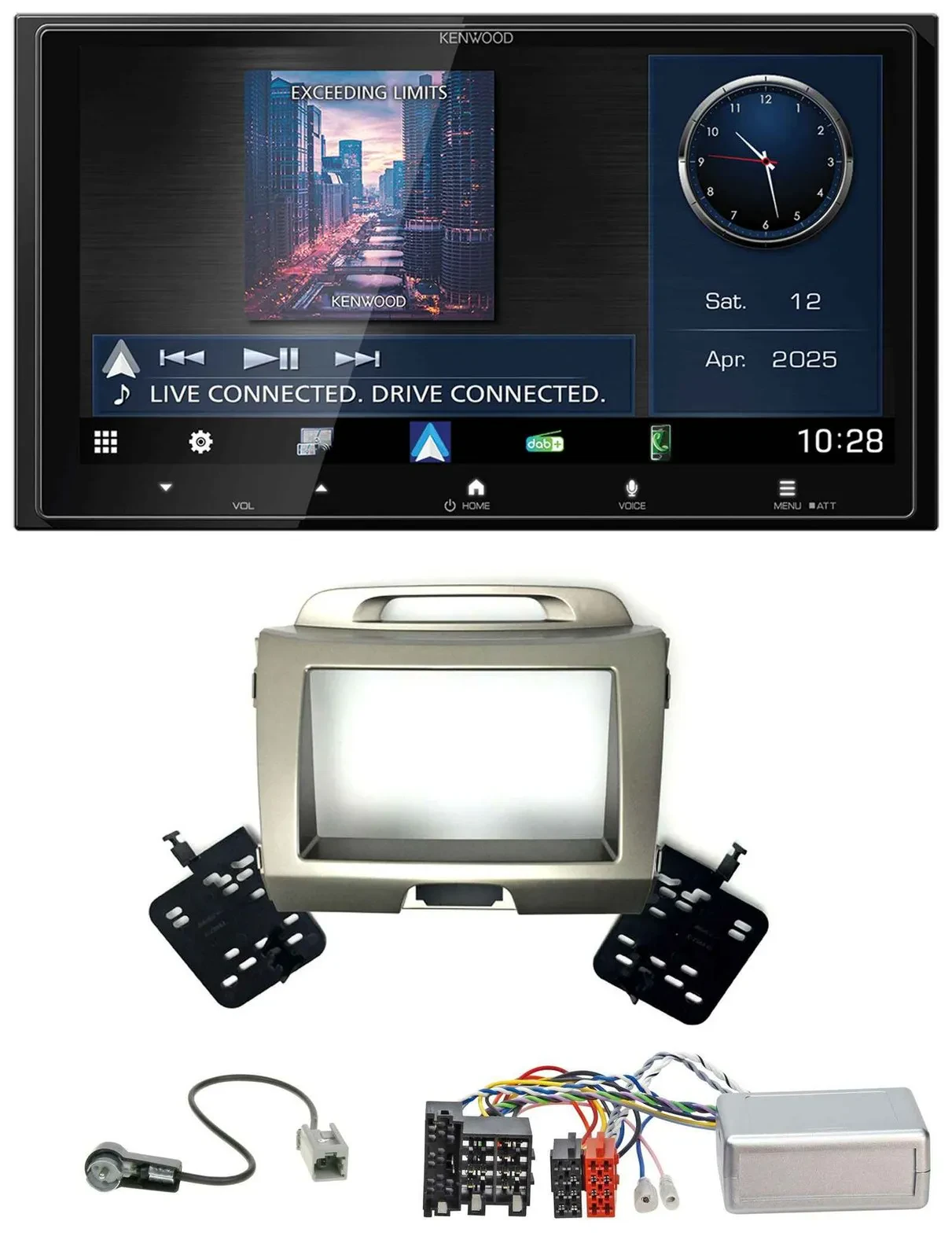 Автомагнитола для Kia Sportage 3 (2010-2015) Kenwood Bluetooth, USB, DAB, 2DIN, поддержка управления с руля