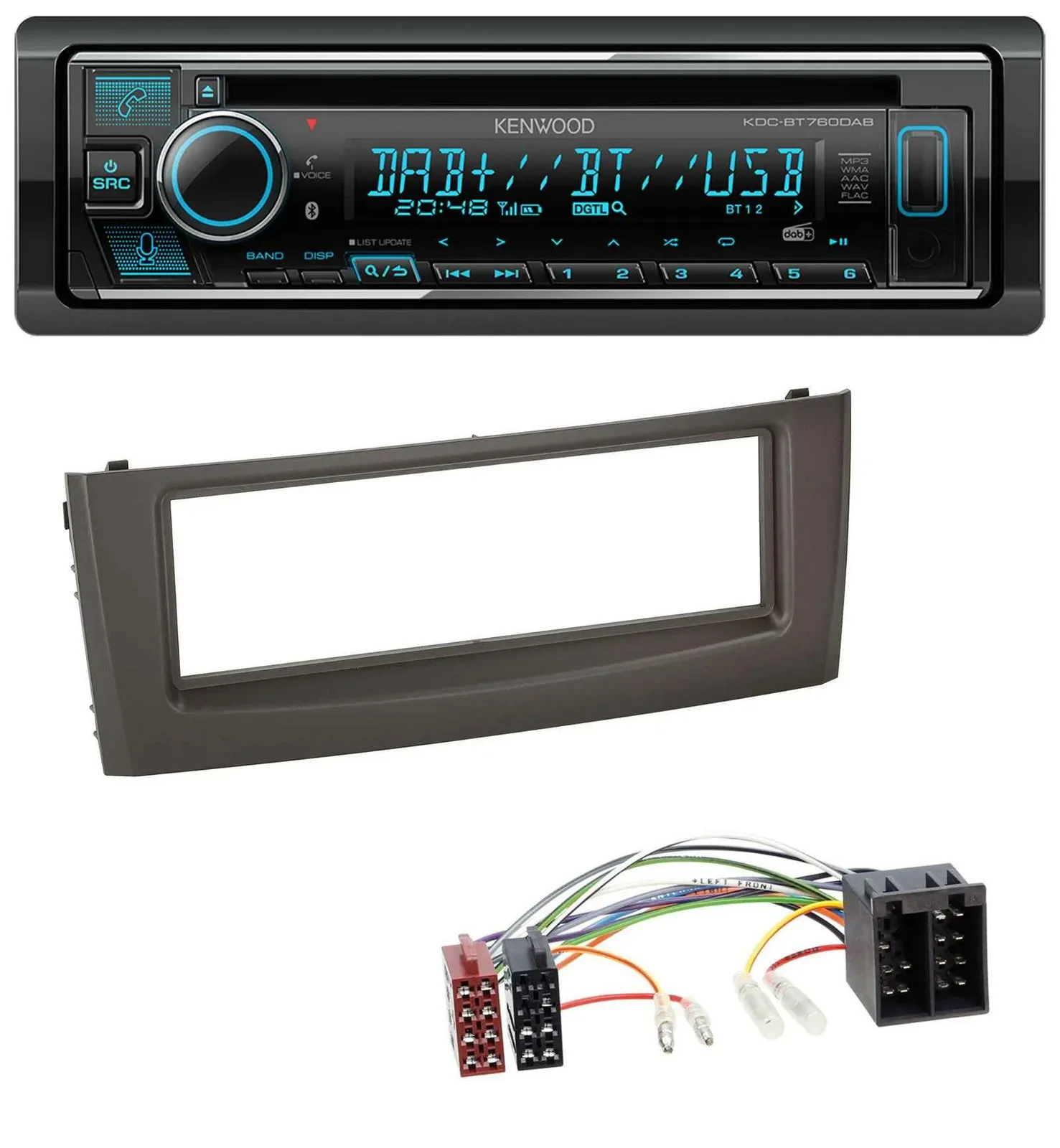 Автомагнитола Kenwood MP3, Bluetooth, DAB, USB, CD для Fiat Grande Punto (с 2005)