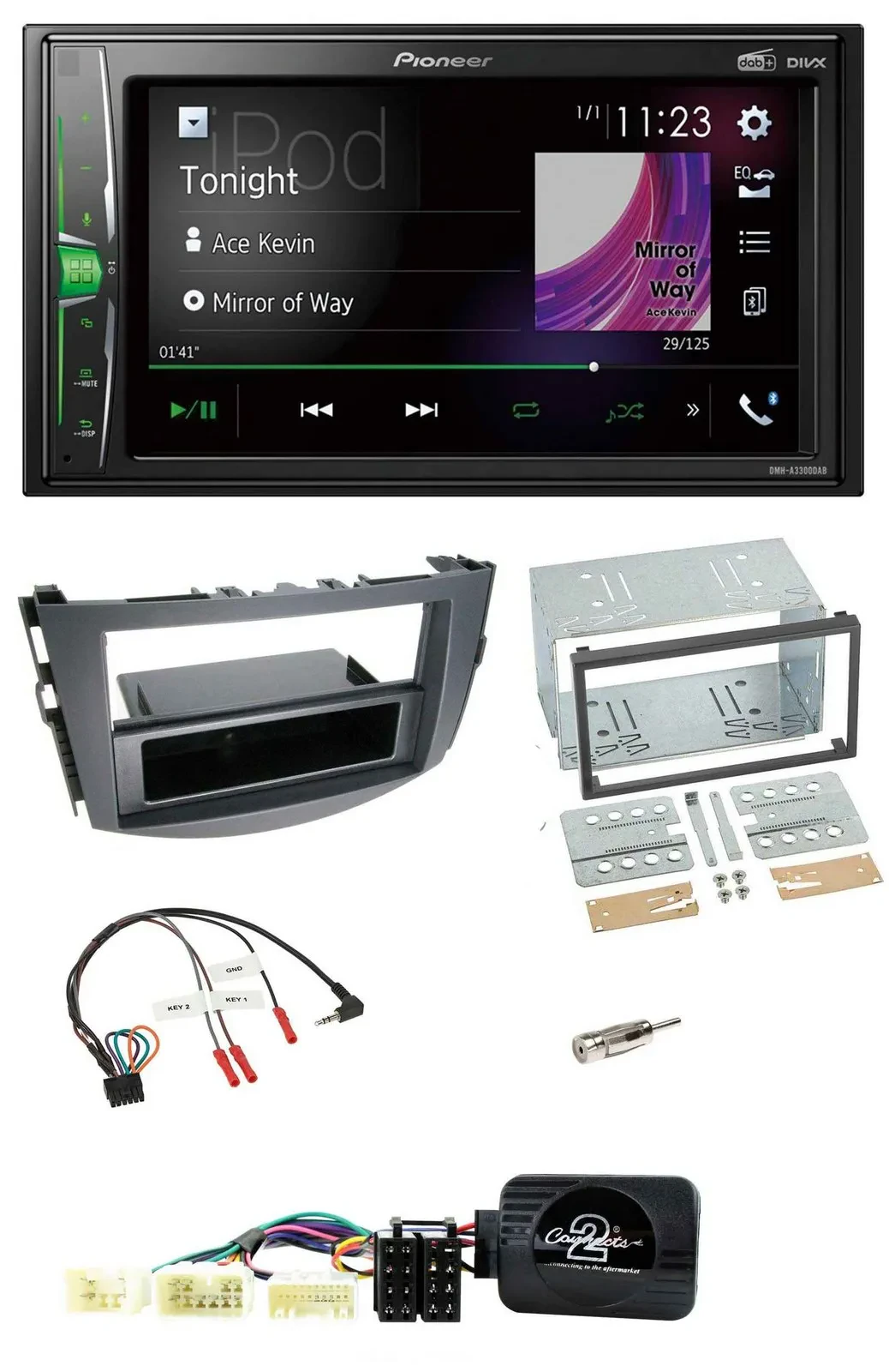 Автомагнитола Pioneer 2DIN, DAB, USB, Bluetooth для Toyota RAV4 (2006–2011) с поддержкой управления на руле