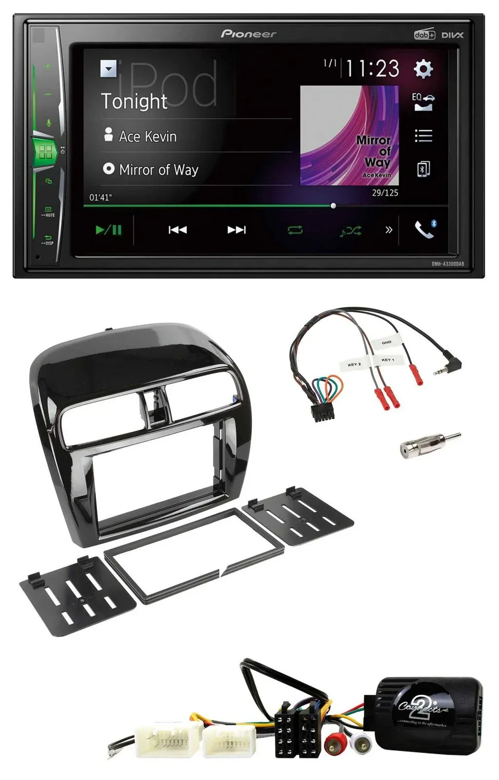Pioneer 2DIN Lenkrad DAB USB Bluetooth Autoradio für Mitsubishi Mirage SpaceStar