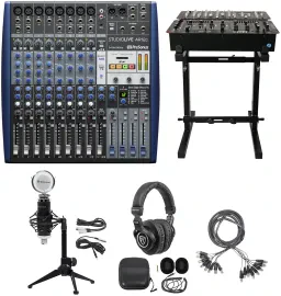 Presonus StudioLive AR12C 12Ch USB Live/Studio Mixer+Cables+Headphones+Stand+Mic