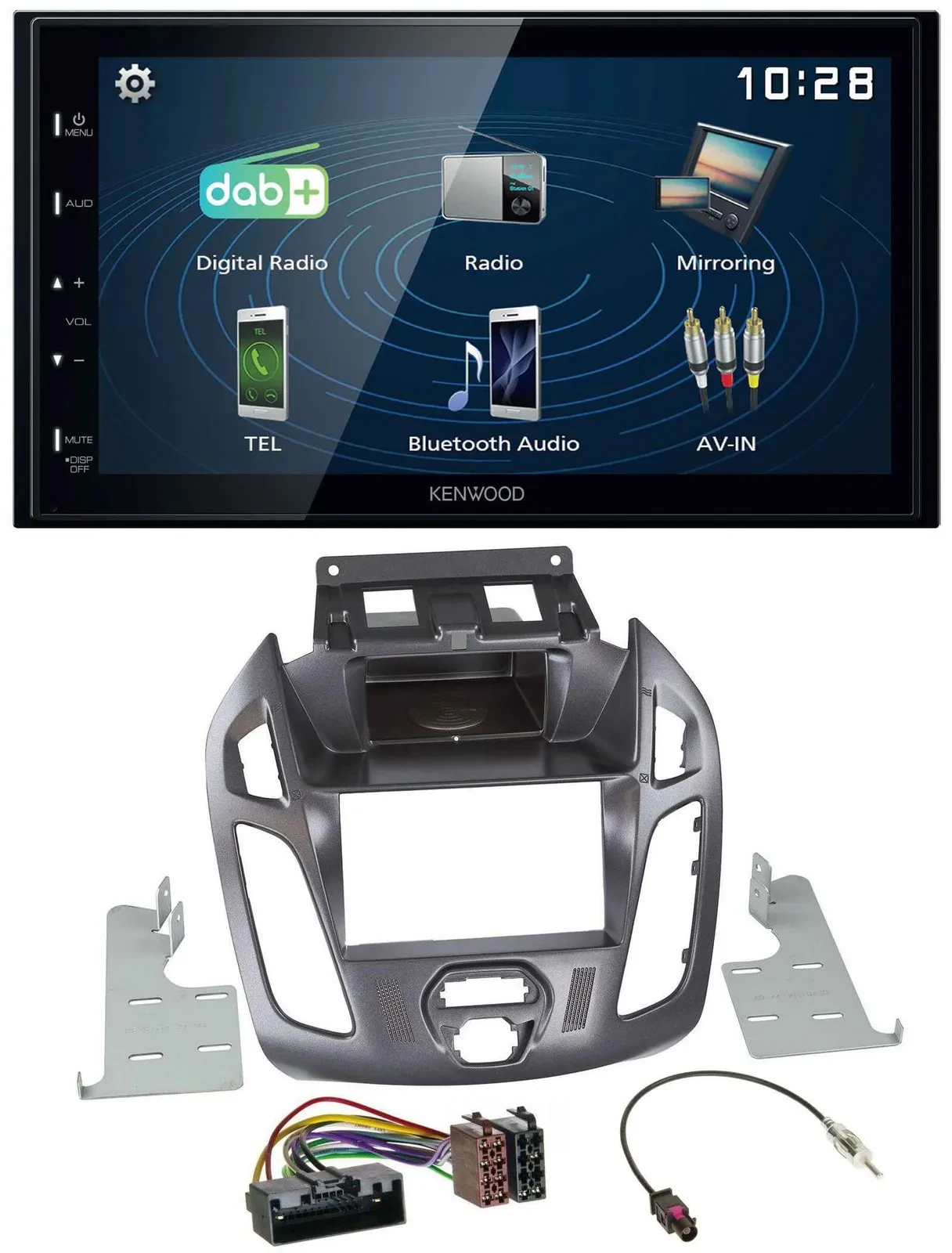 Автомагнитола для Ford Transit Kenwood 2DIN, Bluetooth, MP3, USB, DAB, без дисплея, 2012–