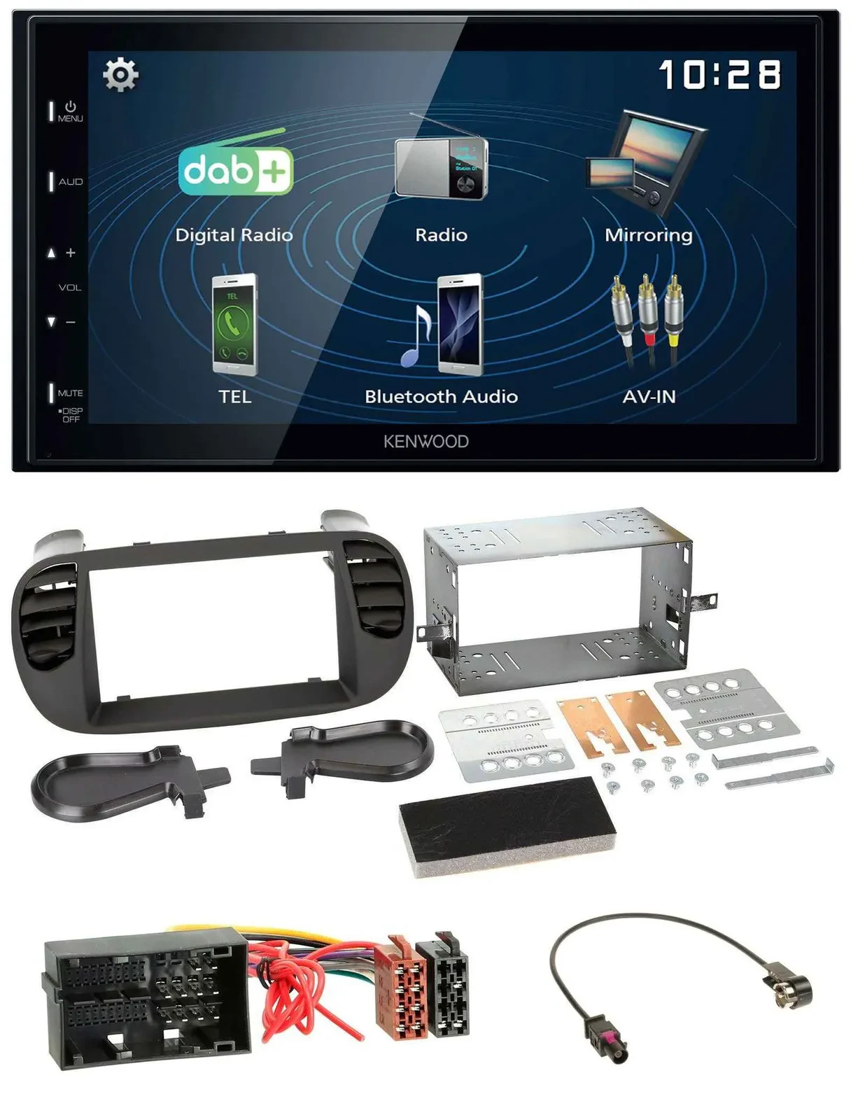 Kenwood 2DIN Bluetooth MP3 USB DAB Autoradio für Fiat 500 ab 12 soft touch