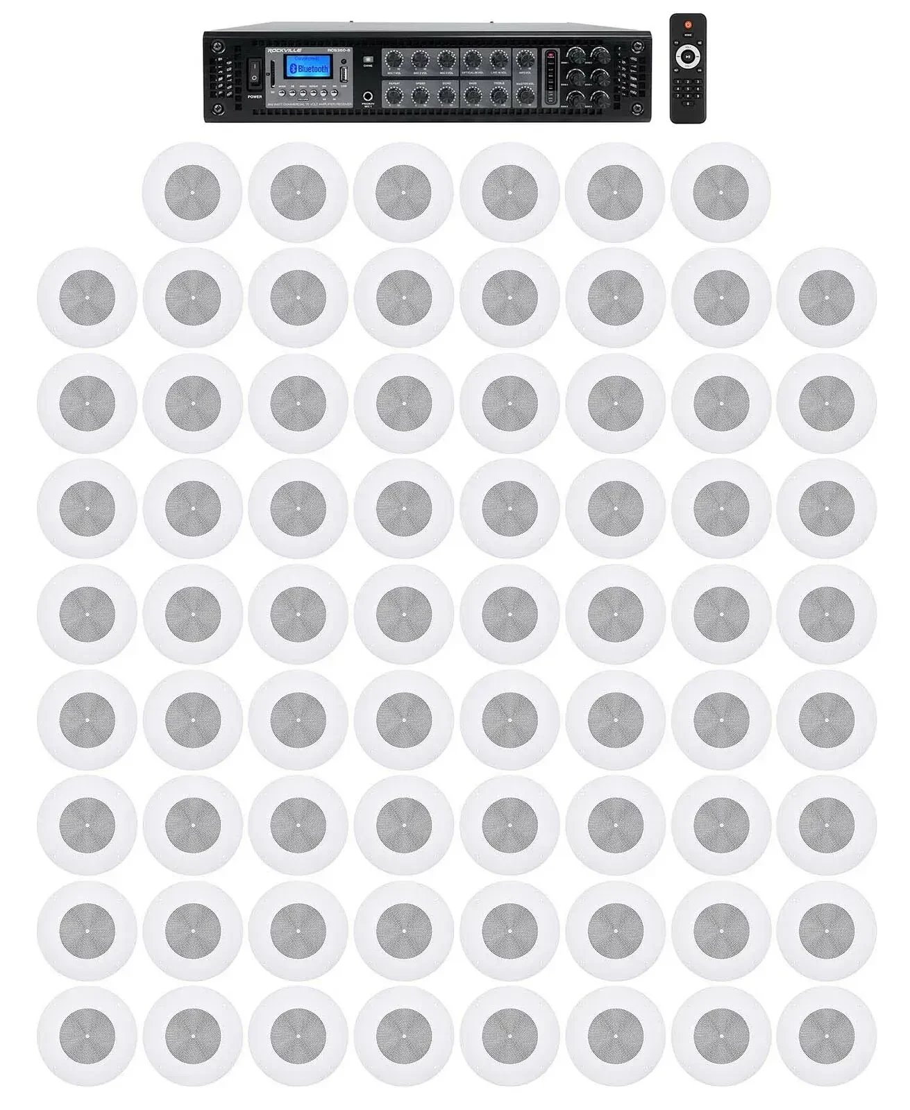 Потолочная акустика Rockville RCS350-6+(70) CSS8008 White с усилителем (70 штук)