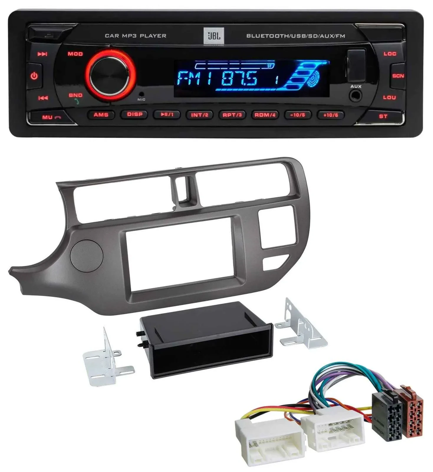 JBL AUX MP3 USB Bluetooth SD Autoradio für Kia Rio UB 2011-2014 anthrazit