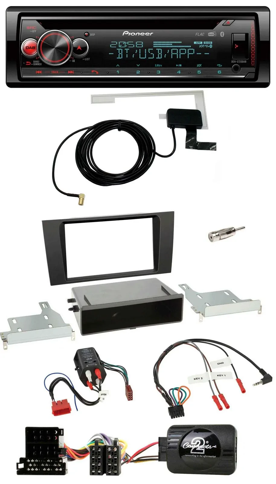 Автомагнитола Pioneer CD, DAB, USB, Bluetooth для Audi A4 B5 (1999–2001), совместима с BOSE, поддержка управления на руле