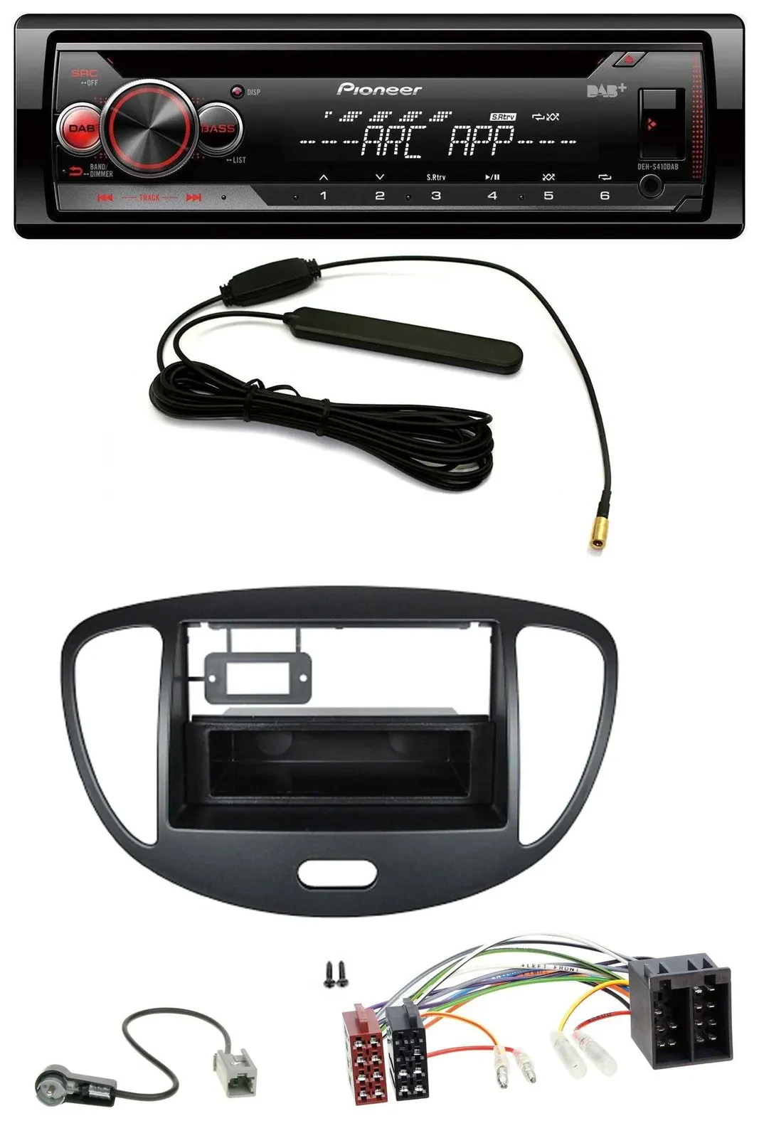 Pioneer CD USB AUX DAB MP3 Autoradio für Hyundai i10 (2008-2013) schwarz