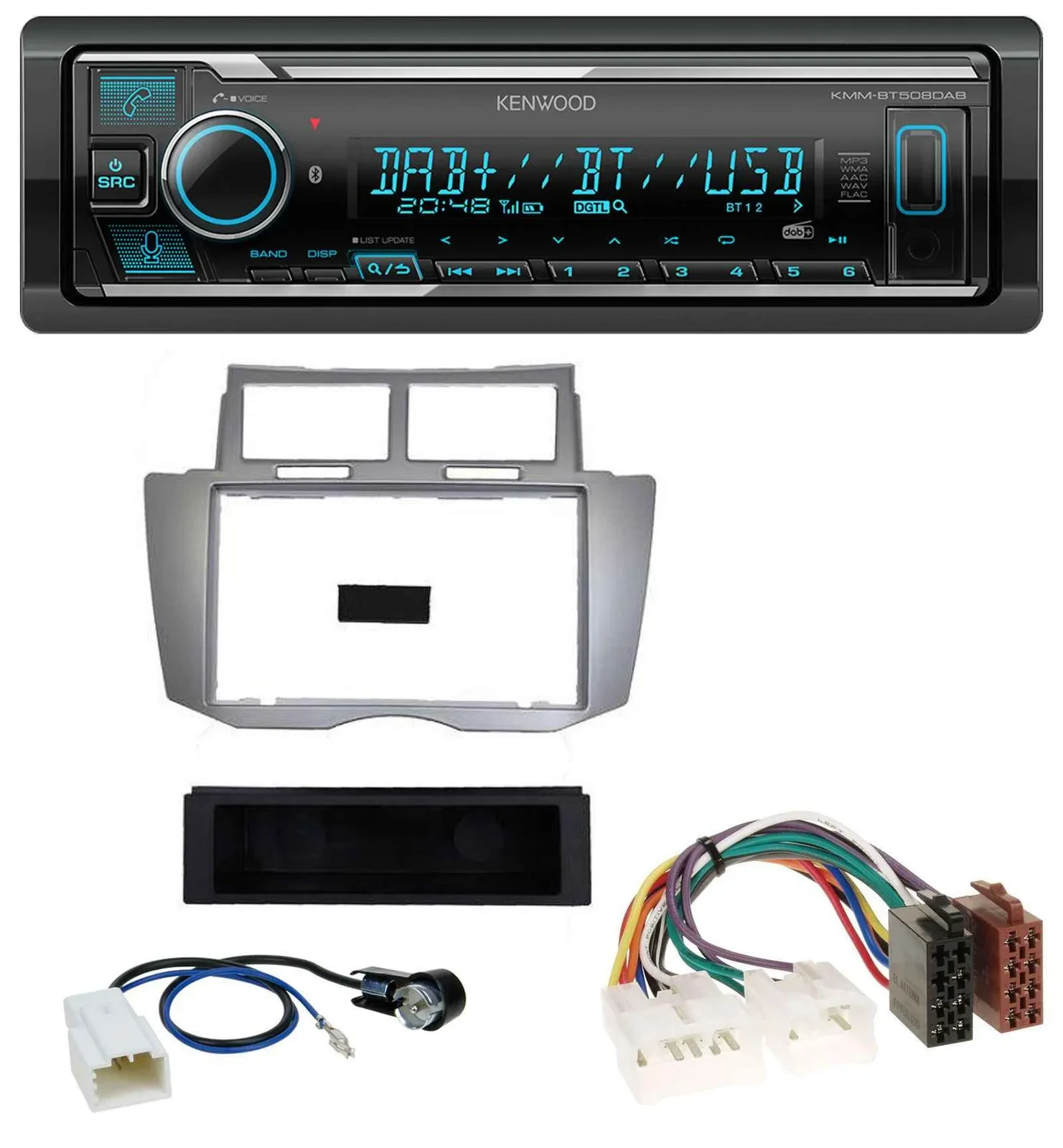 Автомагнитола для Toyota Yaris (2007–2011) Kenwood Bluetooth, DAB, USB, MP3