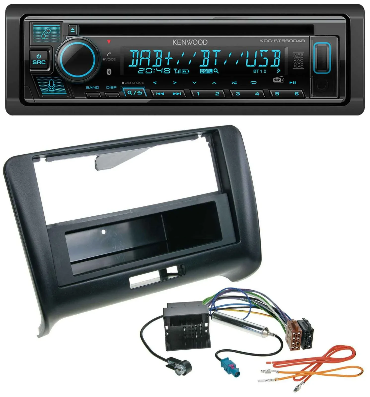 Автомагнитола Kenwood Bluetooth, DAB, CD, MP3, USB для Audi TT (2006–2014), Quadlock