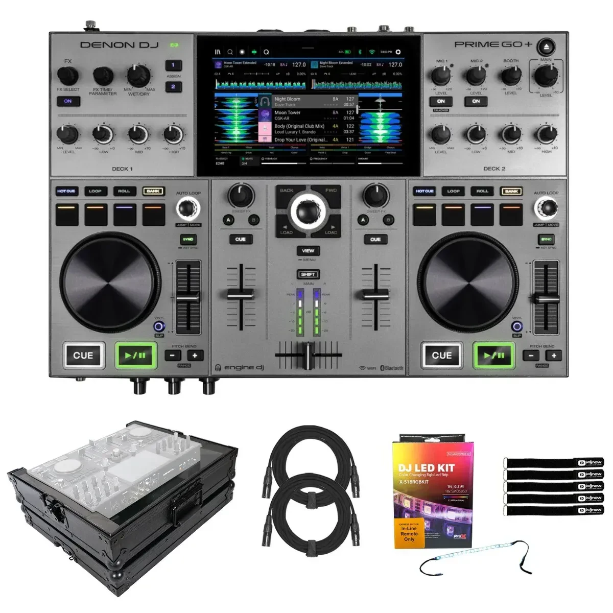 DJ-контроллер с джогом Denon PRIME GO+ с кейсом и аксессуарами
