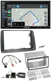 Автомагнитола Alpine 2DIN DAB Bluetooth USB навигация для Fiat Panda 2007–2012 серый