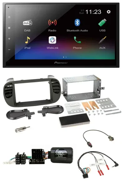 Pioneer USB Bluetooth DAB 2DIN Lenkrad Autoradio für Fiat 500 08-15 soft touch