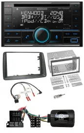 Kenwood CD 2DIN DAB USB Lenkrad Bluetooth Autoradio für Fiat Panda 2004-2007 gra