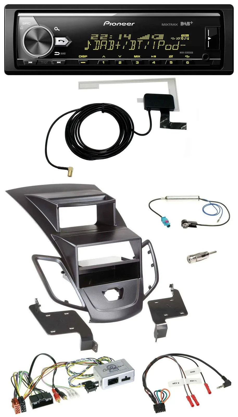 Автомагнитола для Ford Fiesta (2010–2017) Pioneer Bluetooth, DAB, USB, черная