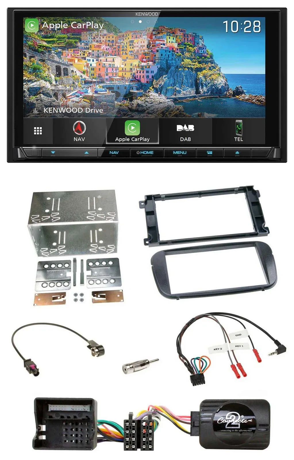 Автомагнитола с навигацией Kenwood 2DIN, Bluetooth, USB, DAB, TMC для Ford S-Max/Mondeo