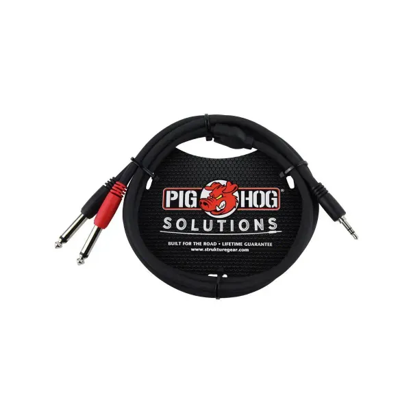 Pig Hog 3' 3.5mm Stereo to Dual 1/4" Mono (Male) Breakout Cable #PB-S3403