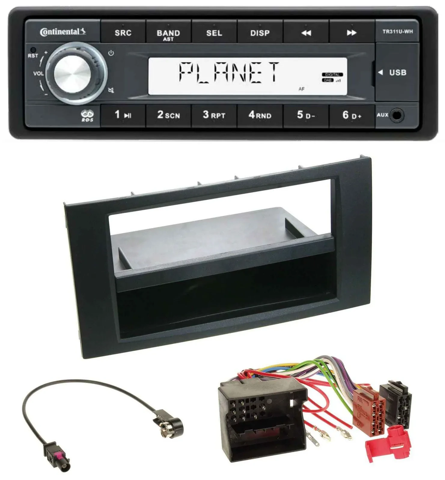 Continental USB MP3 AUX 1DIN Autoradio für Ford Focus Fiesta 04-08 schwarz