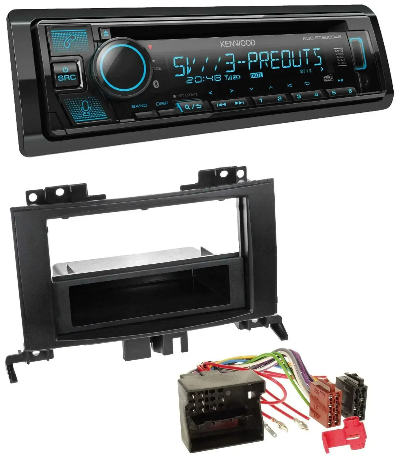 Автомагнитола для Mercedes Sprinter (с 2006) Kenwood Bluetooth, USB, CD, MP3, DAB, черный