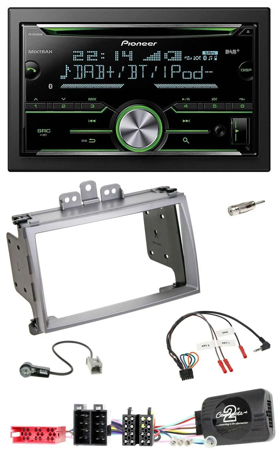 Автомагнитола Pioneer 2DIN, Bluetooth, DAB, USB, CD для Hyundai i20 (2009–2012), поддержка кнопок на руле