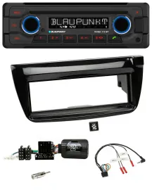 Автомагнитола Blaupunkt CD/MP3, Bluetooth, USB для Fiat Doblo 2012–2015, поддержка кнопок на руле, чёрный глянец