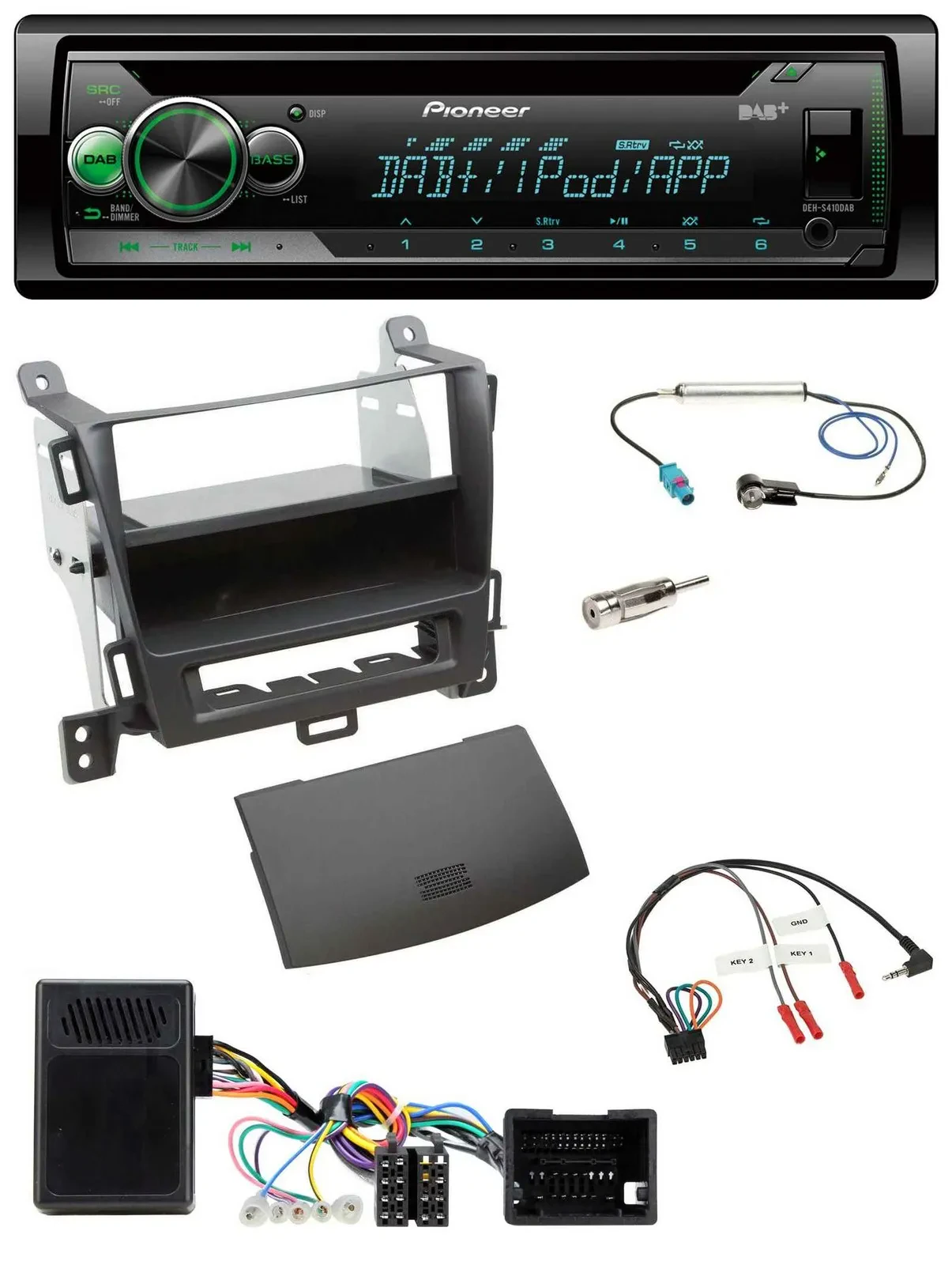 Pioneer USB MP3 DAB Lenkrad CD Autoradio für Opel Tourer Zafira ab 2013 jet blac