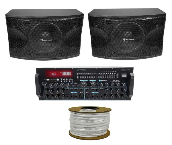 Pair Rockville KPS12 12" 1600w Karaoke Speakers+Bluetooth Pro Amplifier Mixer