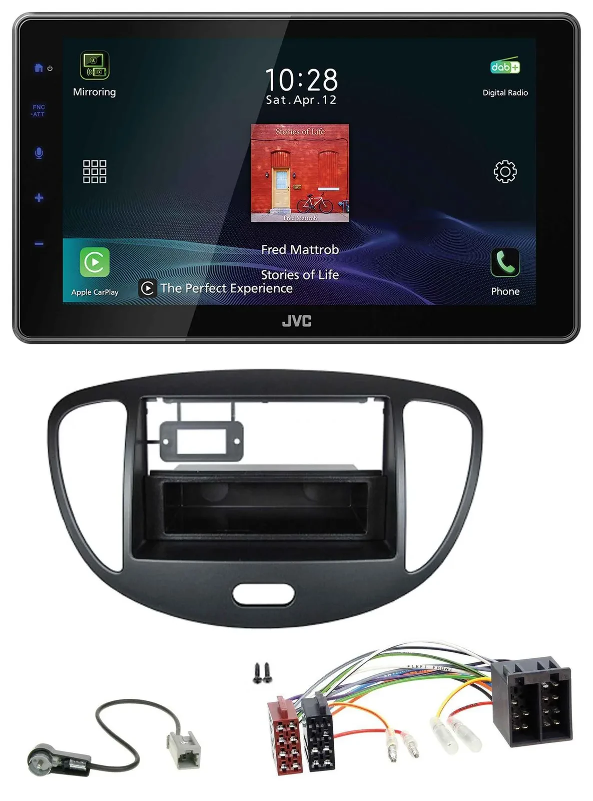 JVC DAB MP3 Bluetooth USB Autoradio für Hyundai i10 (2008-2013) schwarz