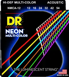 Струны для акустической гитары DR Strings NMCA-12 Neon Multi-Color 12-54 (люминисцентные)
