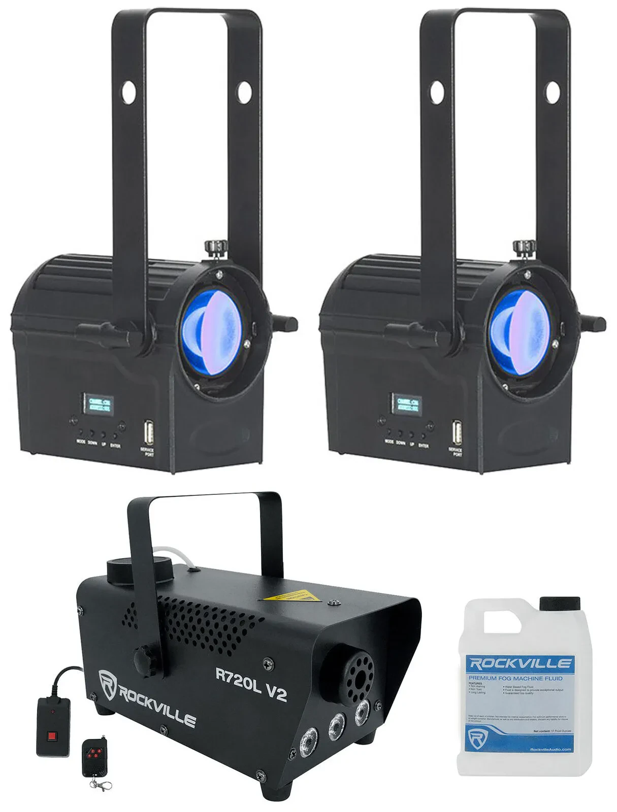 Световой комплект American DJ Encore Profile Mini Color RGBWAL Ellipsoidal Spot + Fogger R720L V2 (набор, 2 шт.)