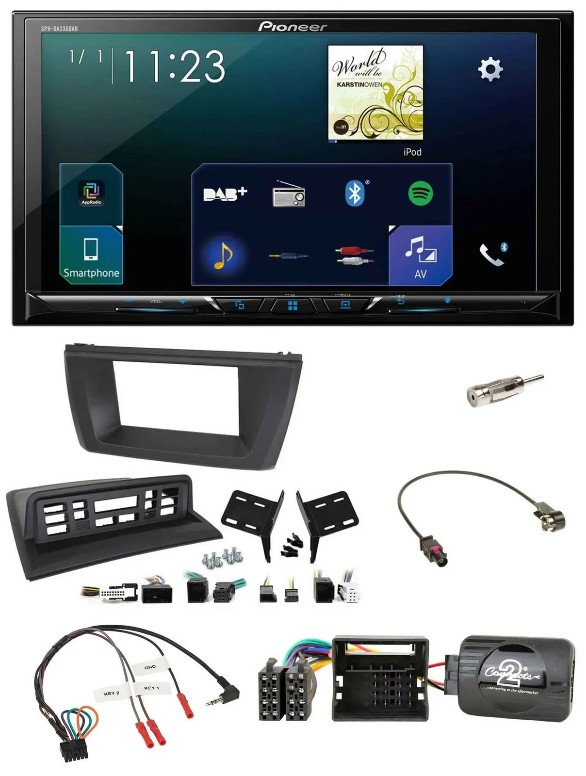 Pioneer Lenkrad Bluetooth USB 2DIN DAB Autoradio für BMW X3 E83 2004-2010 mittig
