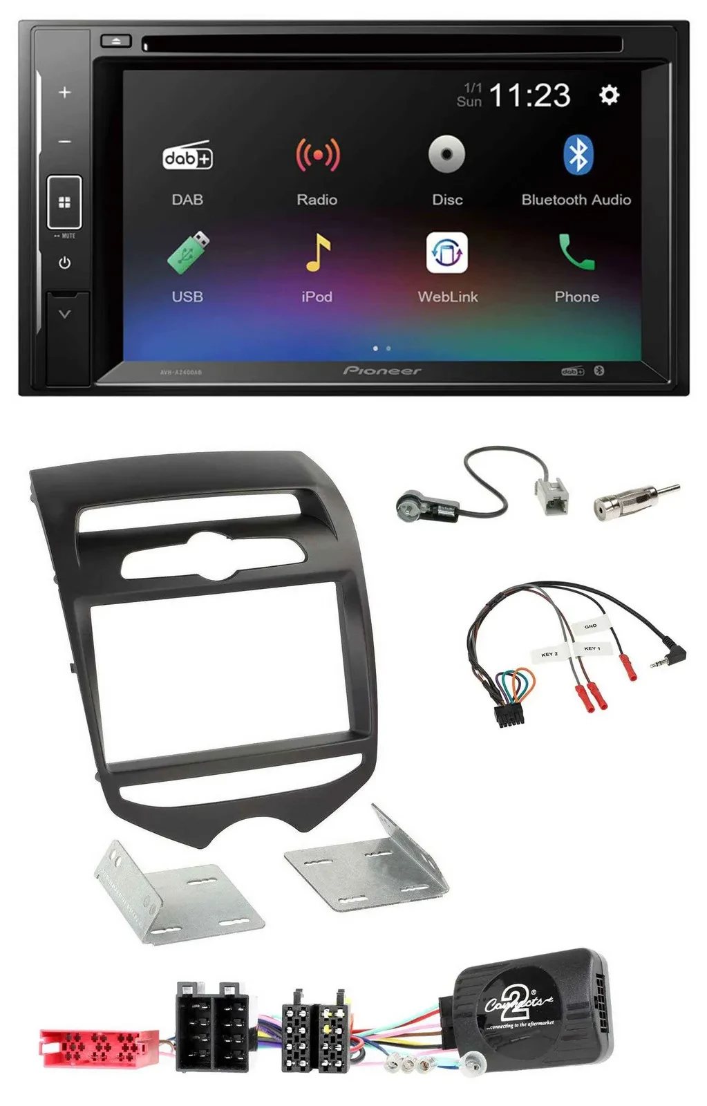 Автомагнитола Pioneer 2DIN, Bluetooth, USB, DAB, DVD для Hyundai ix20 (с 2010)
