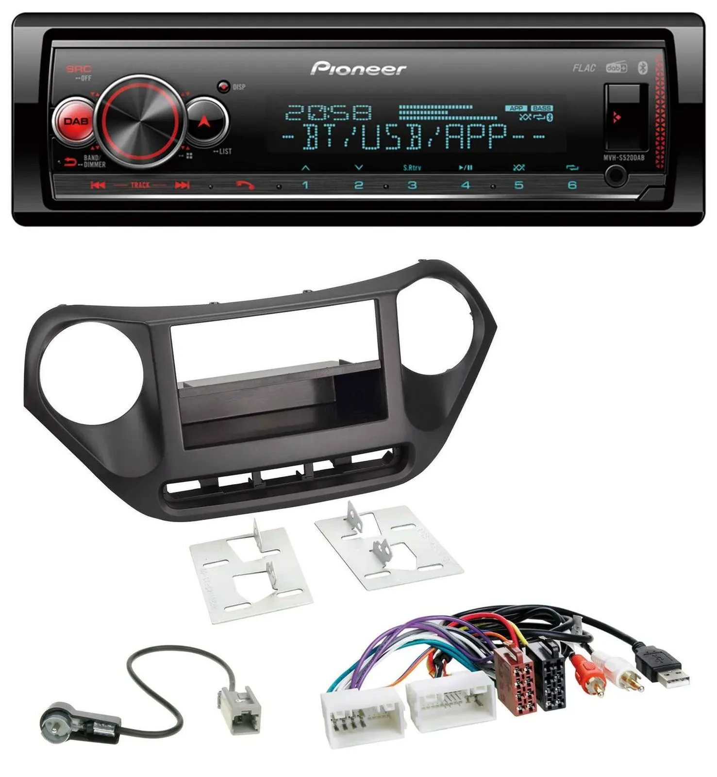 Pioneer Bluetooth USB MP3 DAB Autoradio für Hyundai i10 (ab 2013) AUX USB