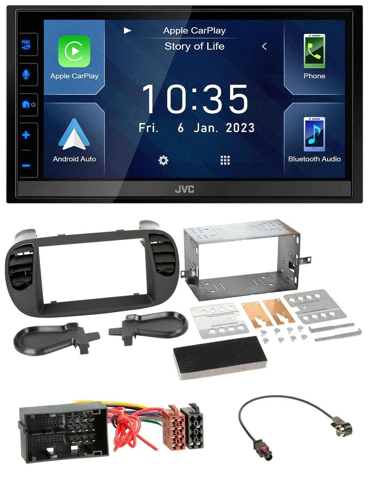 JVC DAB Bluetooth MP3 USB 2DIN Autoradio für Fiat 500 ab 12 soft touch