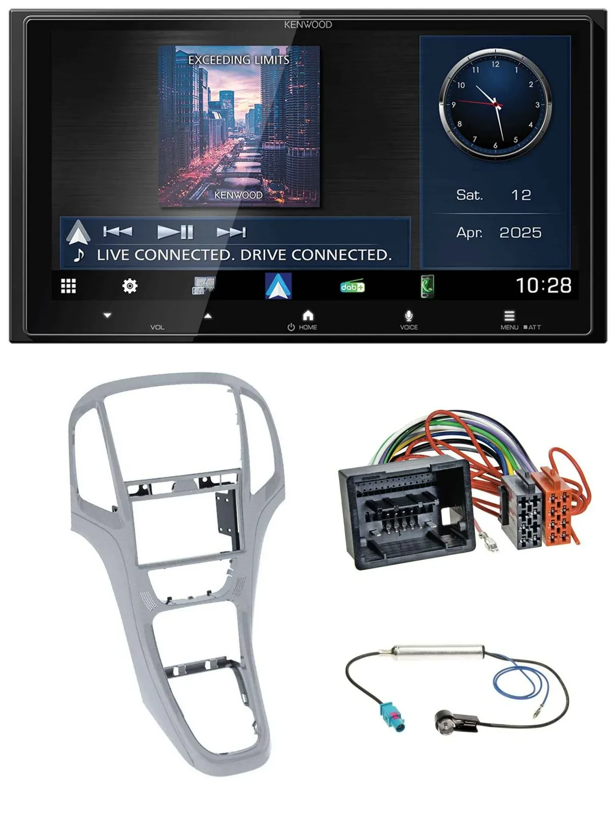 Kenwood Bluetooth 2DIN USB DAB MP3 Autoradio für Opel Astra J ab 2009 Platinsilb
