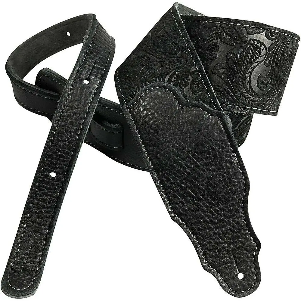 Гитарный ремень Franklin Strap 2.5" Embossed Suede Strap Black 2.5 in.