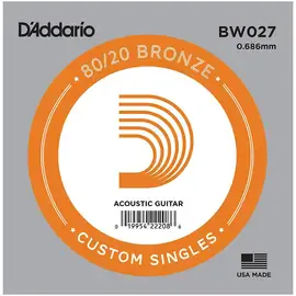 Струна одиночная D'Addario BW027 Bronze 80/20 027