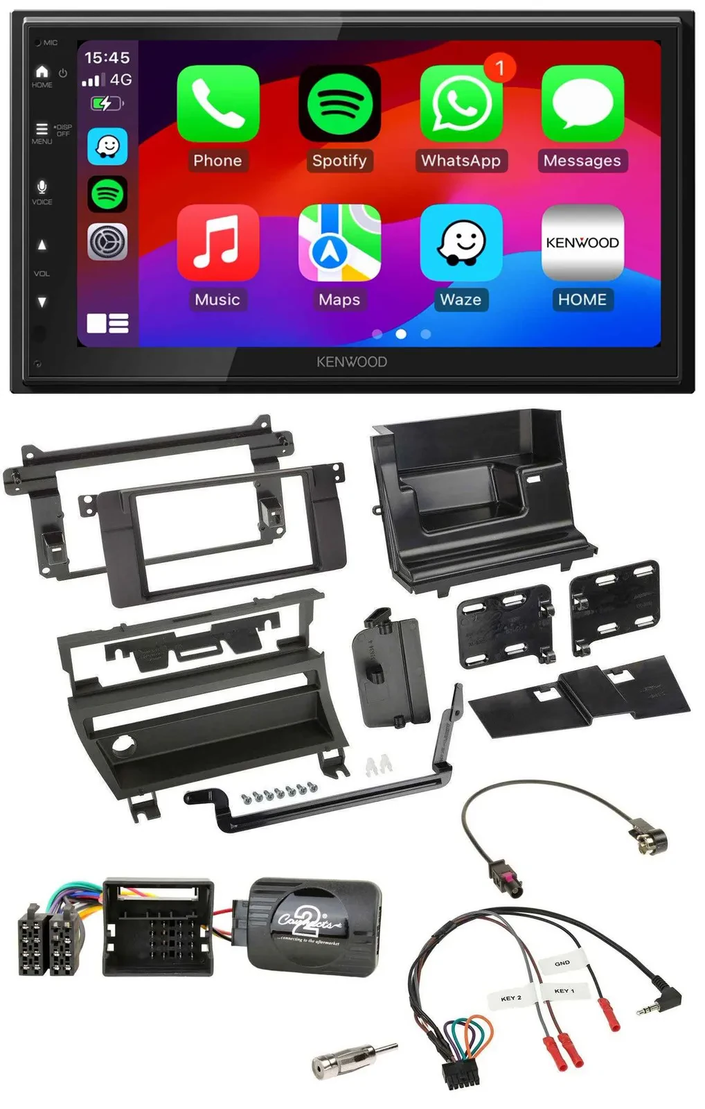 Kenwood Lenkrad USB DAB 2DIN Bluetooth Autoradio für BMW 3-er E46 2001-2006 1 Sc