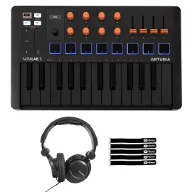 Arturia MiniLab 3 Orange 25 Key MIDI Keyboard Controller w Headphones