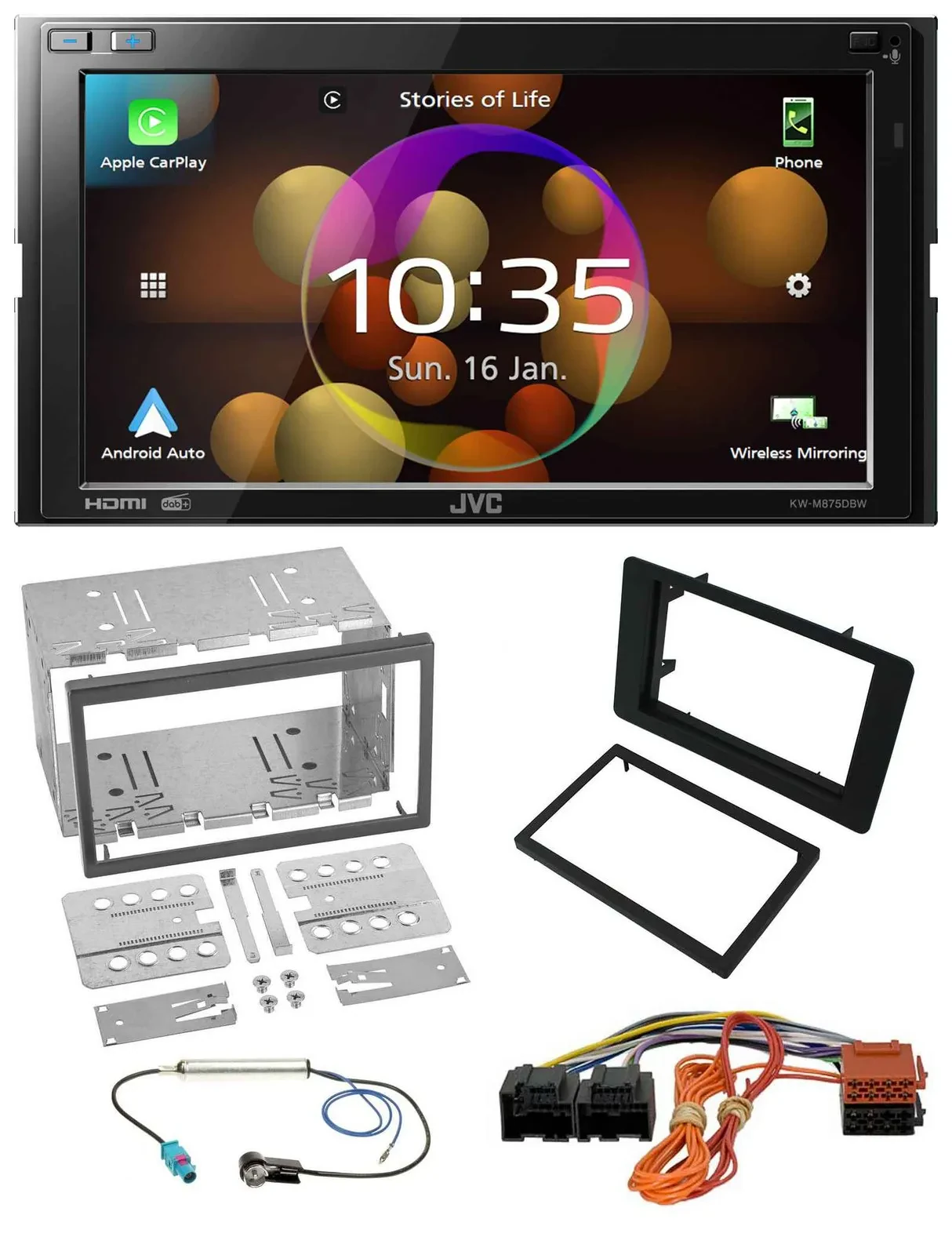 JVC DAB MP3 2DIN Bluetooth USB Autoradio für Saab 9-5 YS3E Facelift 2005-2011