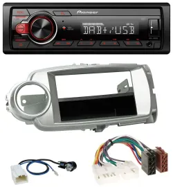 Pioneer MP3 1DIN DAB USB AUX Autoradio für Toyota Yaris (11-14) - silber