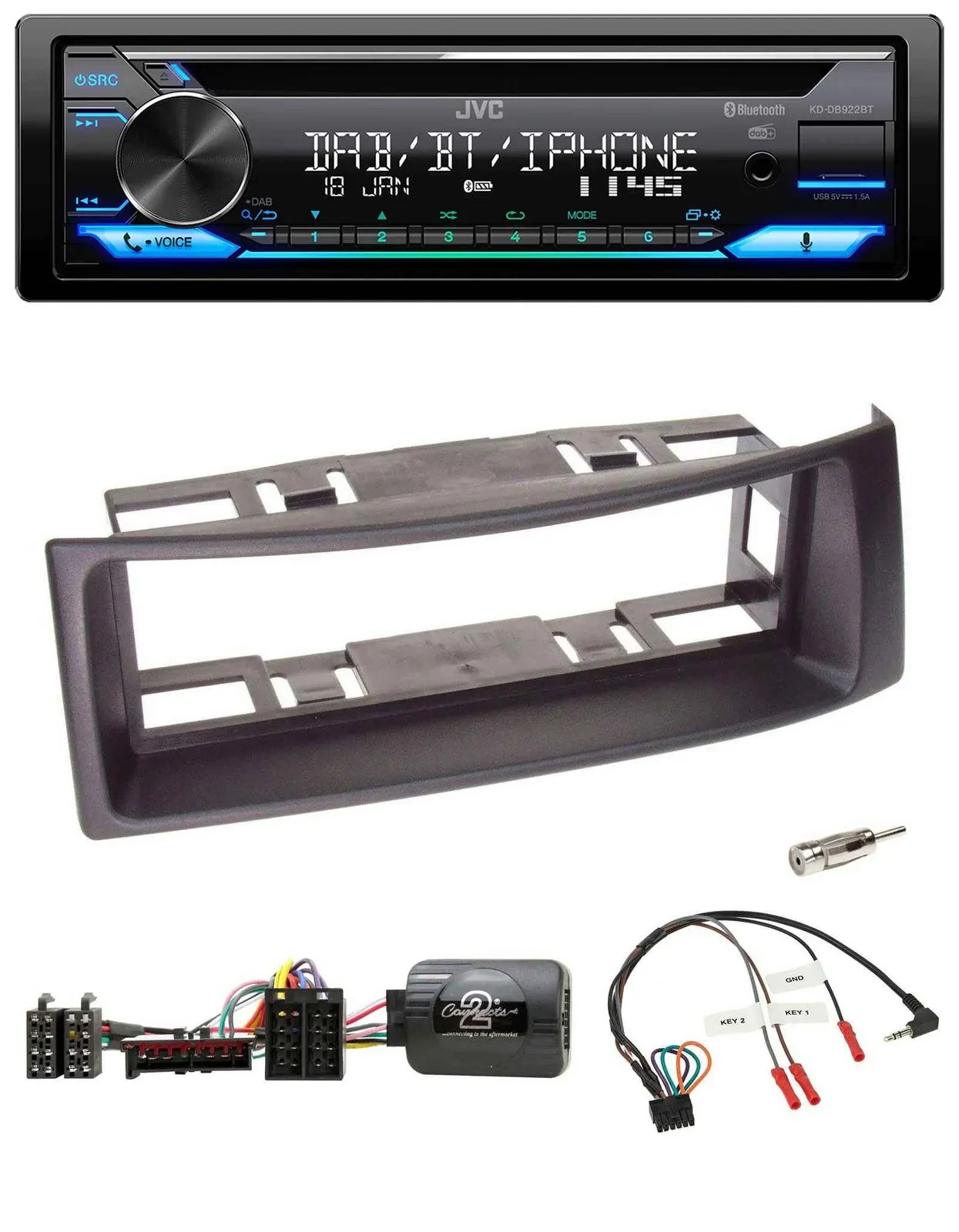 Автомагнитола для Renault Megane/Scenic (1996–2000) JVC Bluetooth USB DAB CD