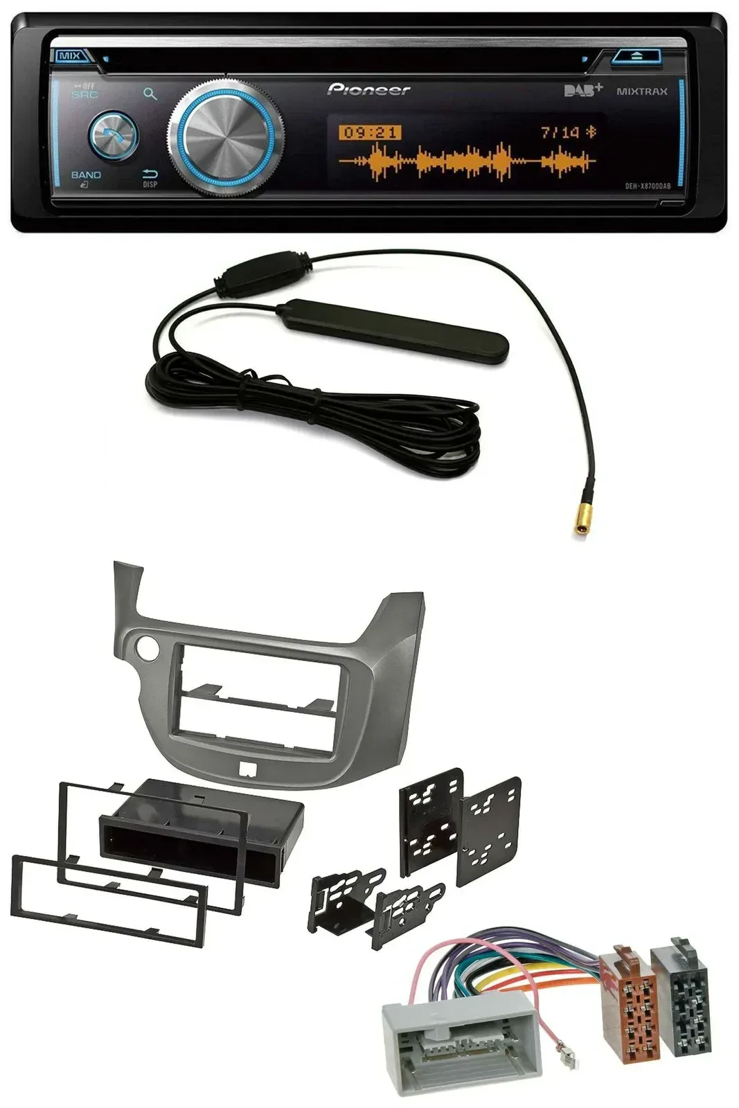 Автомагнитола для Honda Jazz Pioneer CD, USB, Bluetooth, DAB, MP3, серебристая