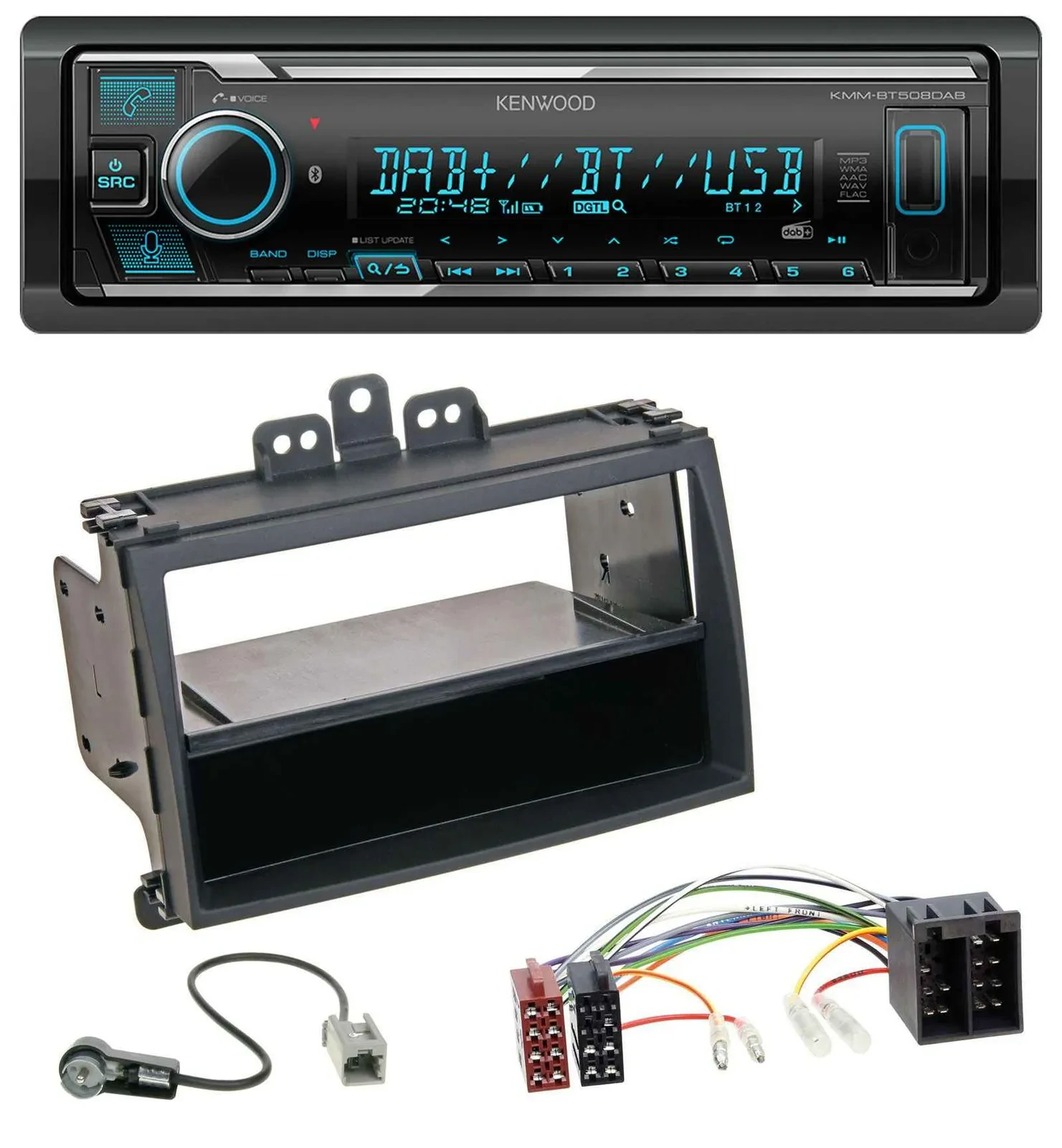 Kenwood Bluetooth MP3 DAB USB Autoradio für Hyundai i20 08-11 Rubber-Touch Ablag