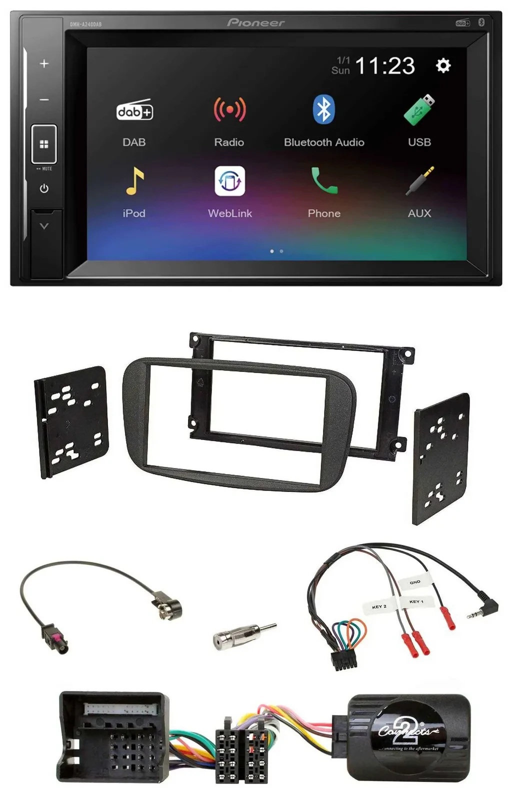 Автомагнитола для Ford Galaxy/Focus/C-Max Pioneer 2DIN, DAB, Bluetooth, USB