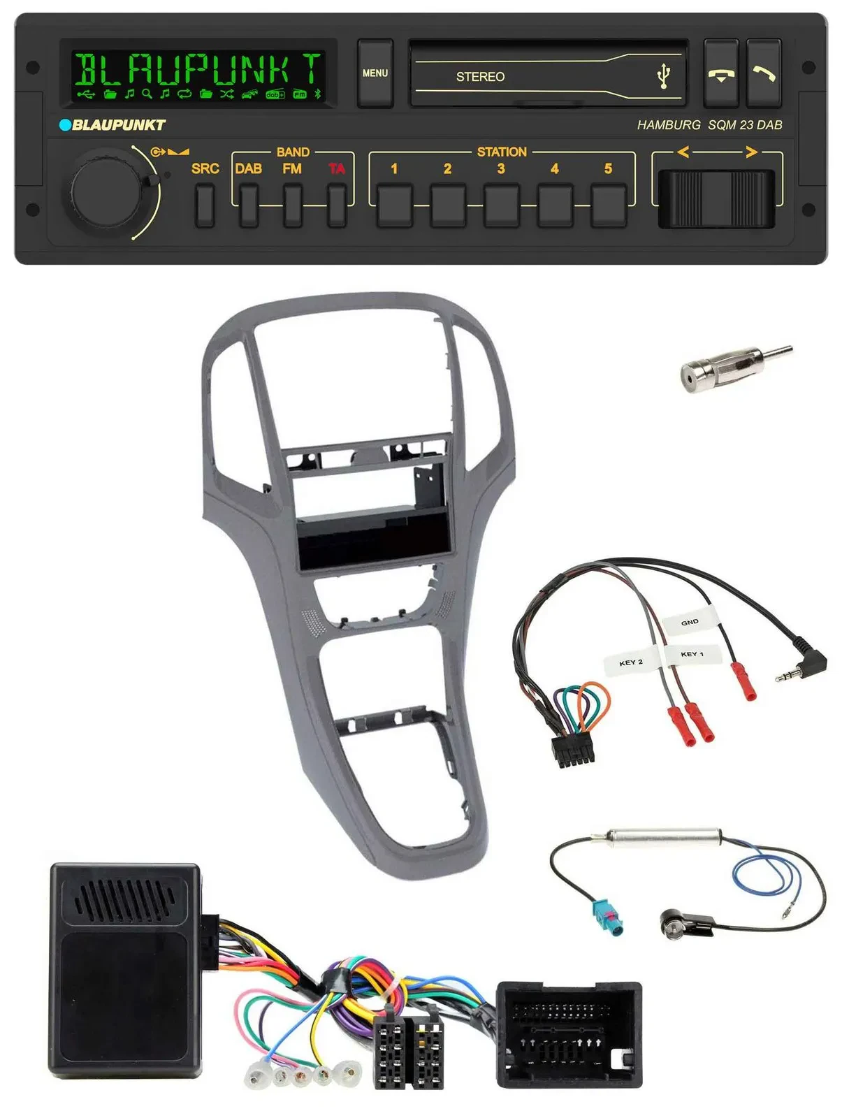 Blaupunkt USB DAB Bluetooth Lenkrad Autoradio für Opel Astra J ab 2009 Titan gra