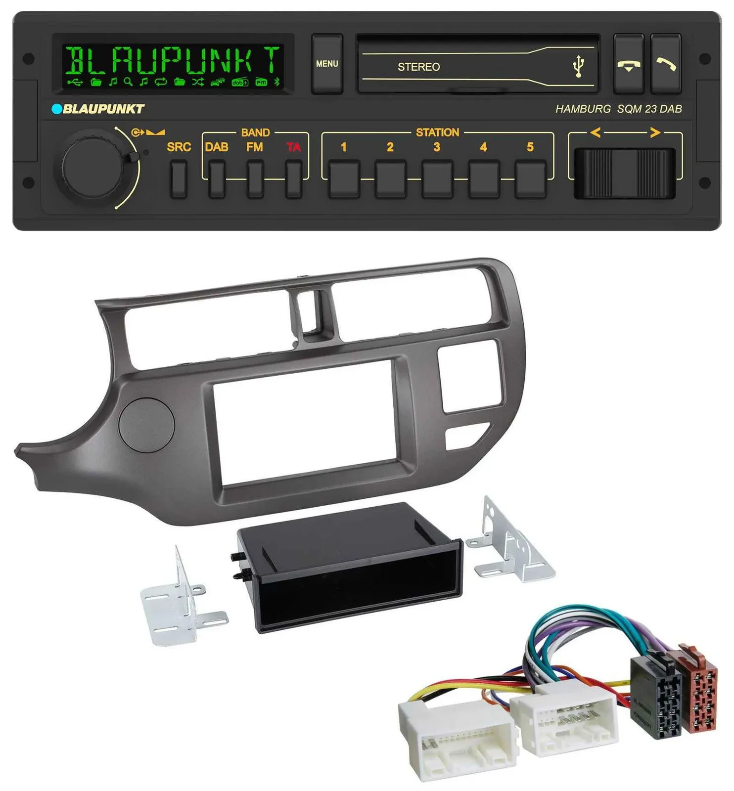 Автомагнитола Blaupunkt USB DAB Bluetooth MP3 для Kia Rio UB 2011–2014, антрацит