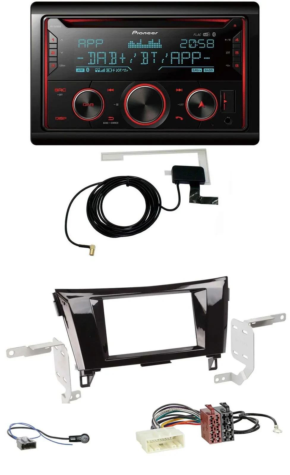 Pioneer 2DIN MP3 DAB USB CD Bluetooth Autoradio für Nissan Qashqai X-Trail ab 14