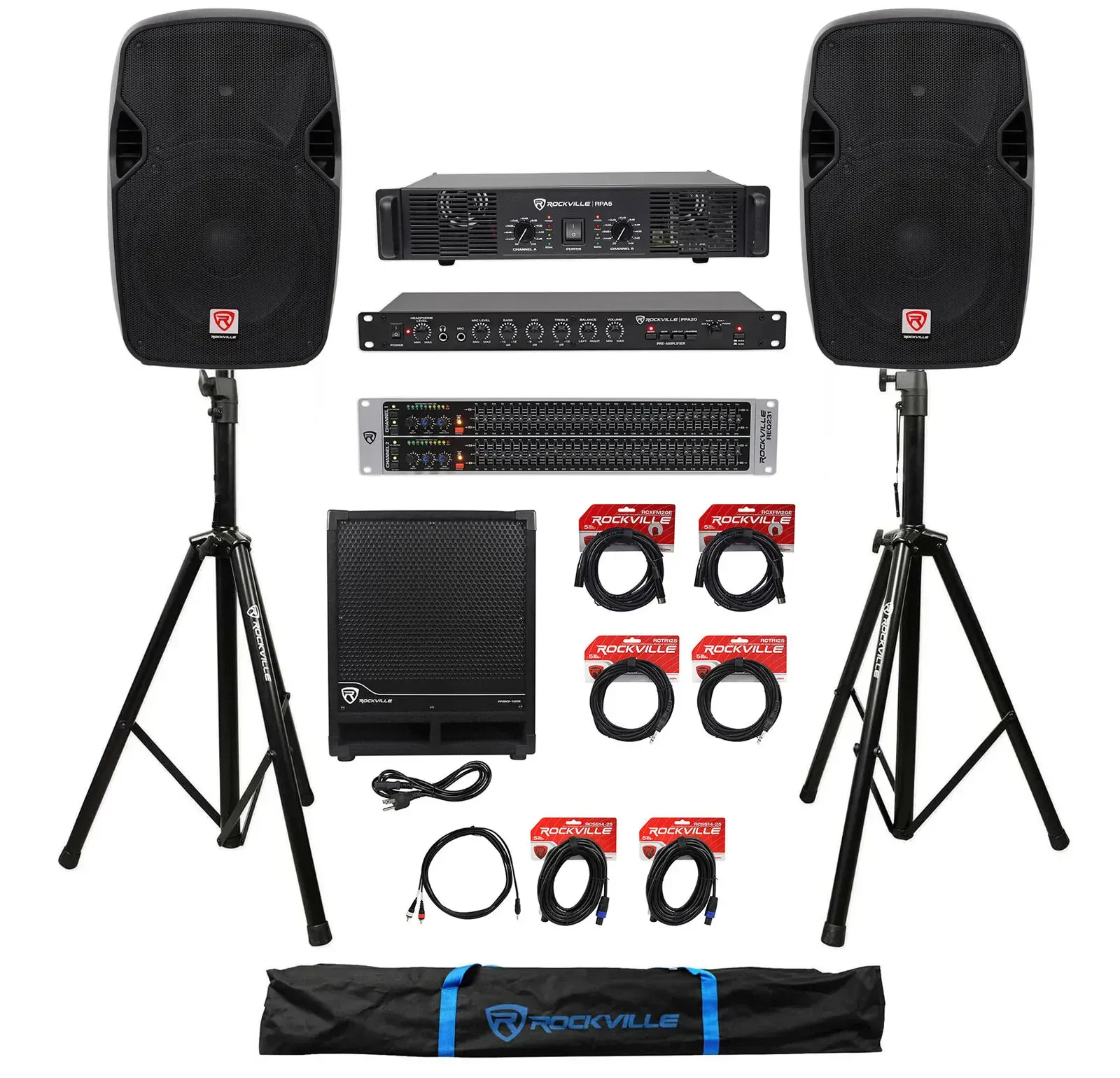 Пассивная акустическая система Rockville SPGN124 Black с усилителем и аксессуарами (пара)