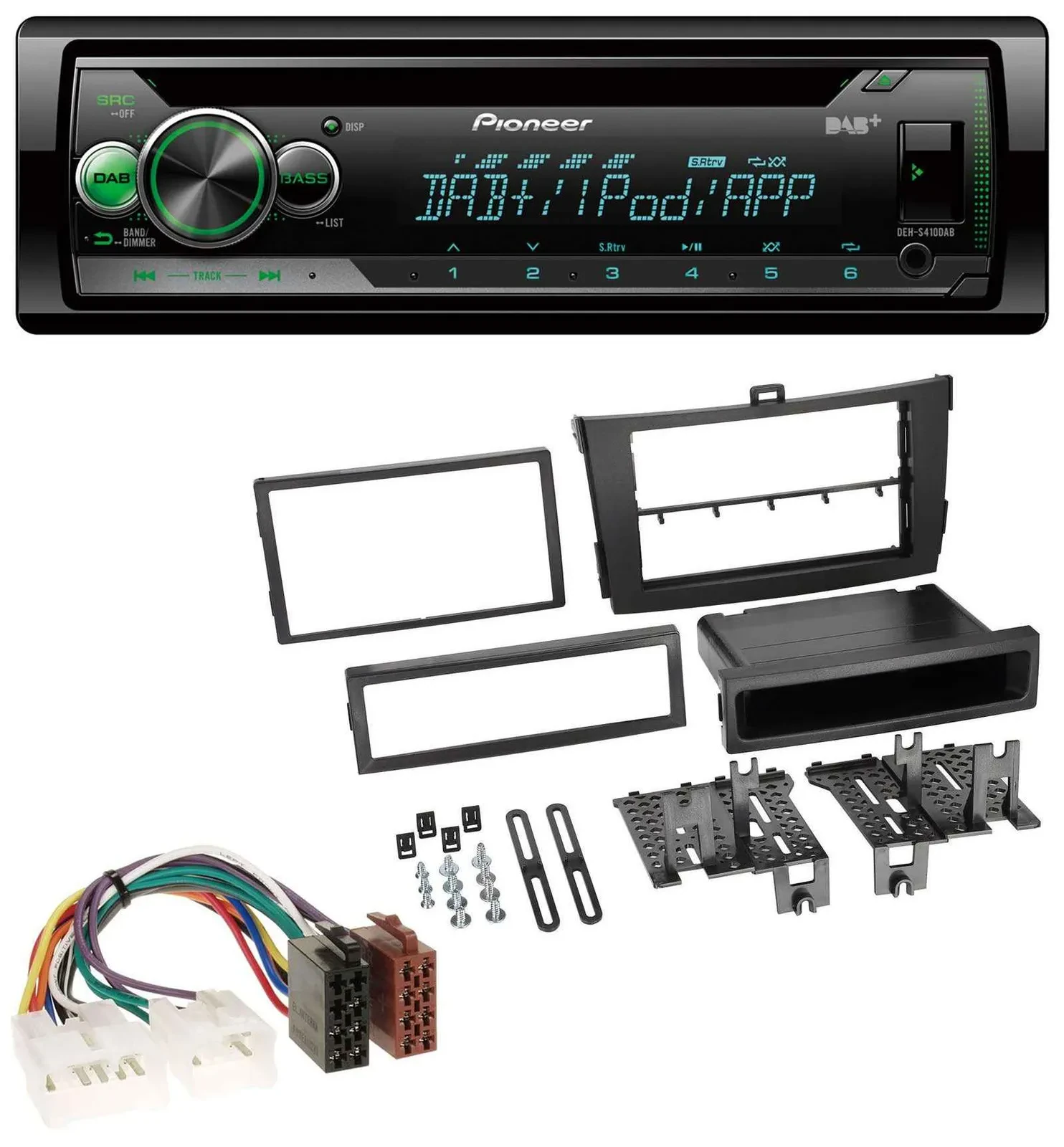 Автомагнитола для Toyota Corolla Pioneer USB, MP3, DAB, AUX, CD, черная